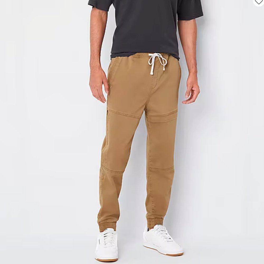 American Stitch Zipper Cotton Joggers | S | Khaki